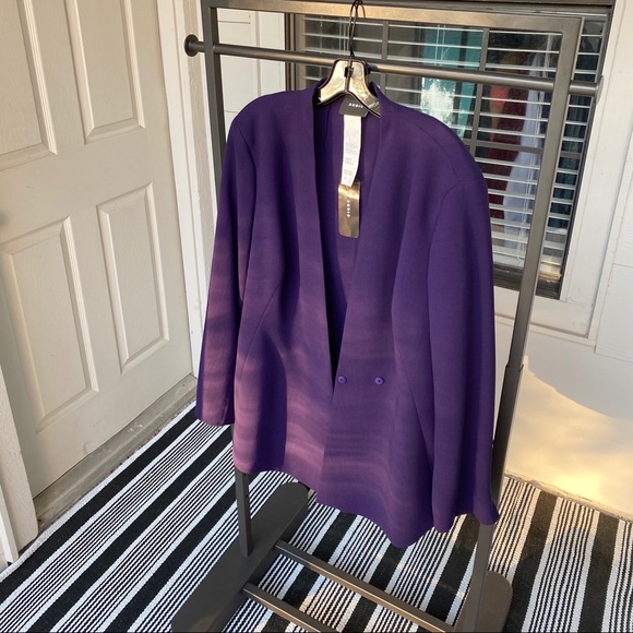 Akris Women's Purple Wool Bellezza V Neck Jacket - Picture 10 of 11
